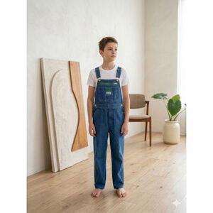 Liberty Boys Denim Overalls Size 12R Adjustable Bib Carpenter Jeans Blue Kids